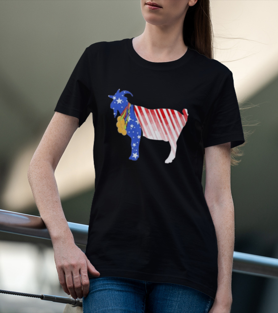 USA GOAT Stars Stripes Olympic Medals T-Shirt