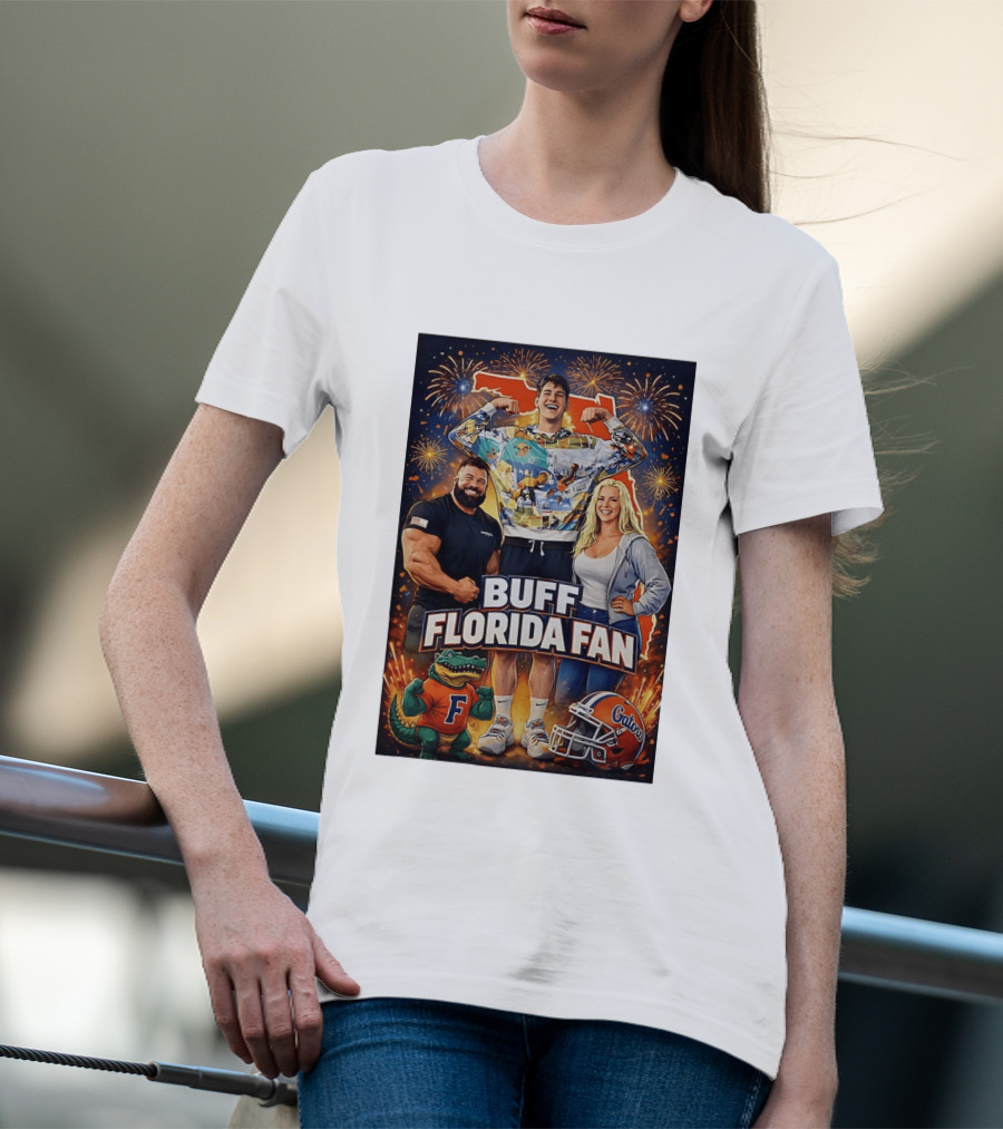 Buff Florida Fan Florida Gators F Mascot Football Helmet Fireworks T-Shirt