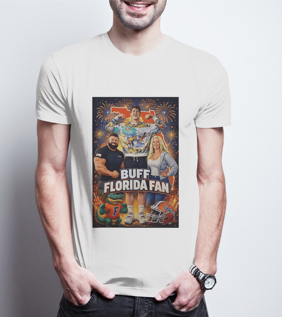 Buff Florida Fan Florida Gators F Mascot Football Helmet Fireworks T-Shirt