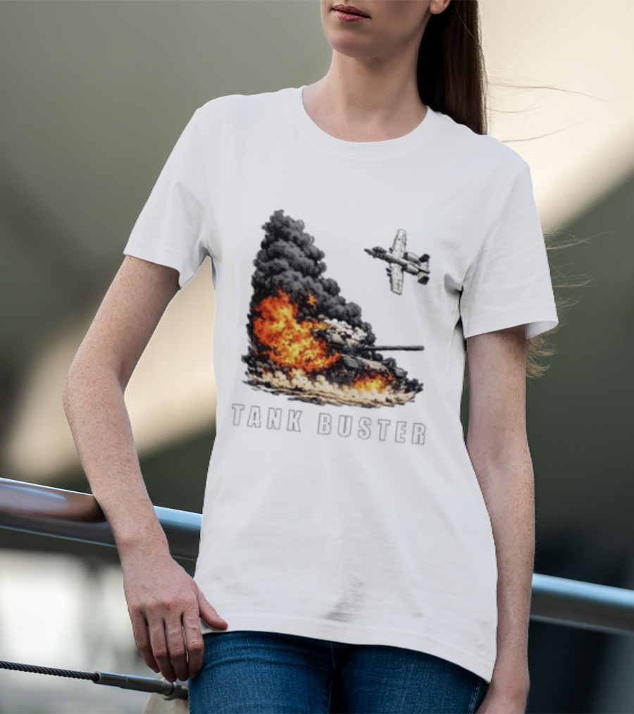 Tank Buster Explosion Fighter Plane Attack T-Shirt