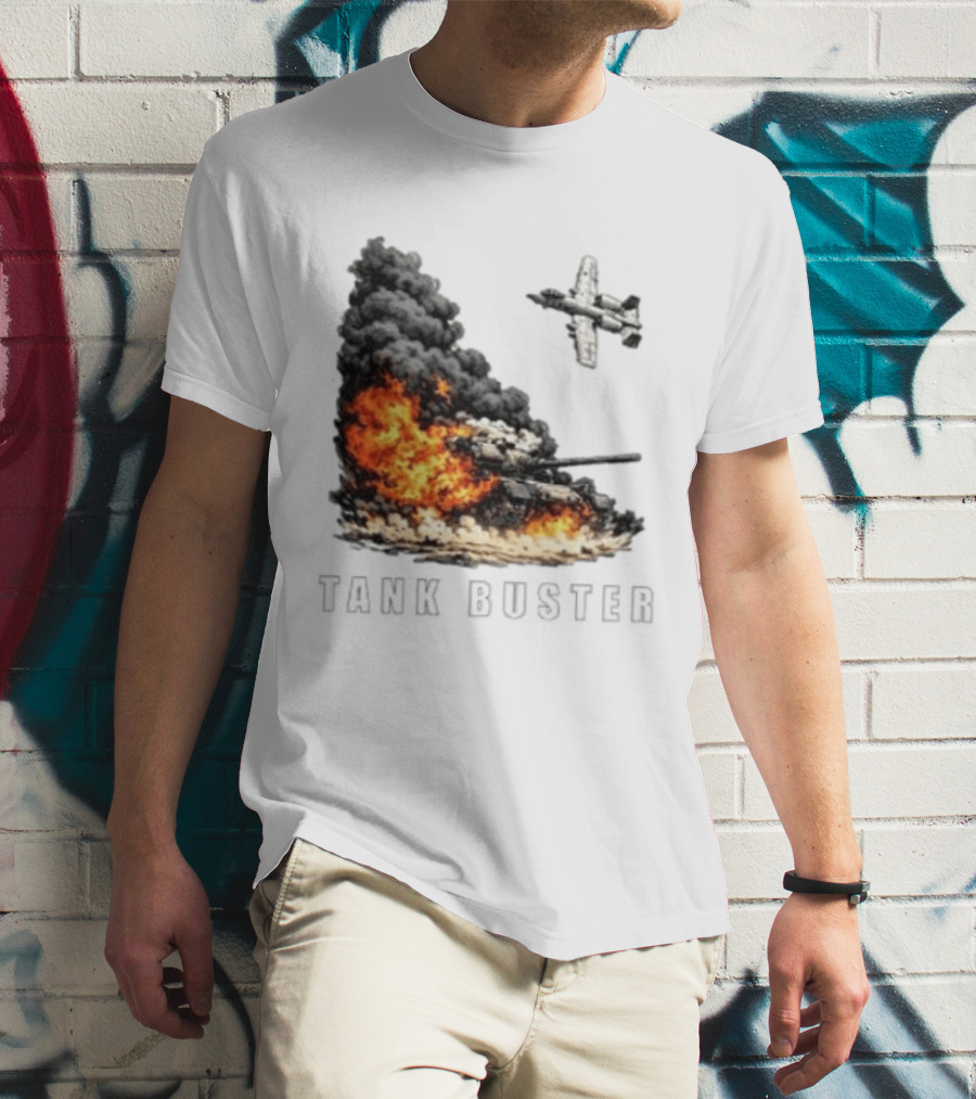 Tank Buster Explosion Fighter Plane Attack T-Shirt