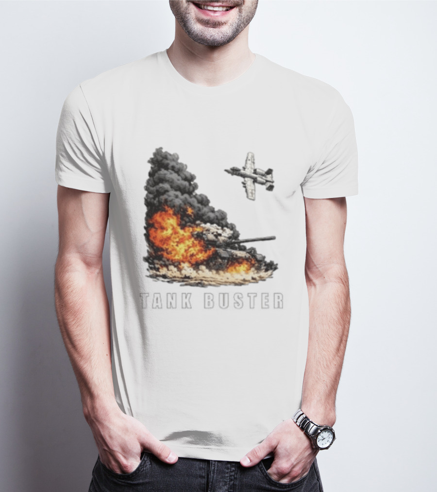 Tank Buster Explosion Fighter Plane Attack T-Shirt