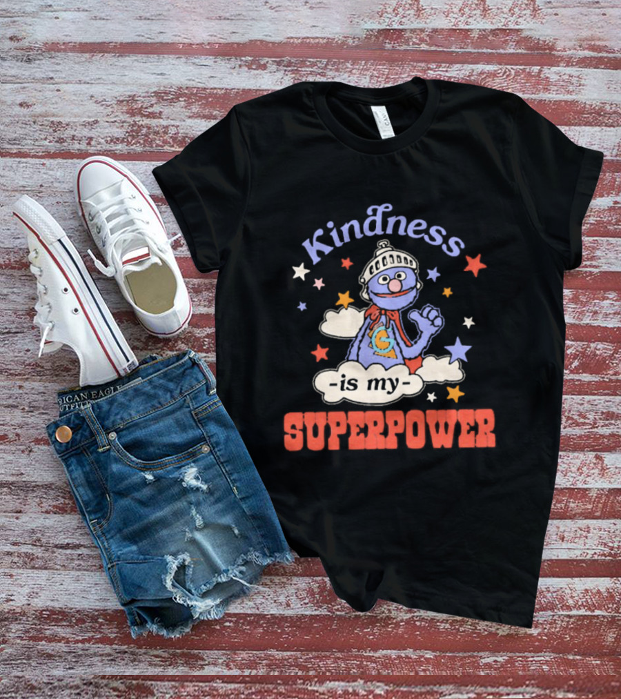 Kindness Is My Superpower Grover Colorful Stars And Clouds T-Shirt