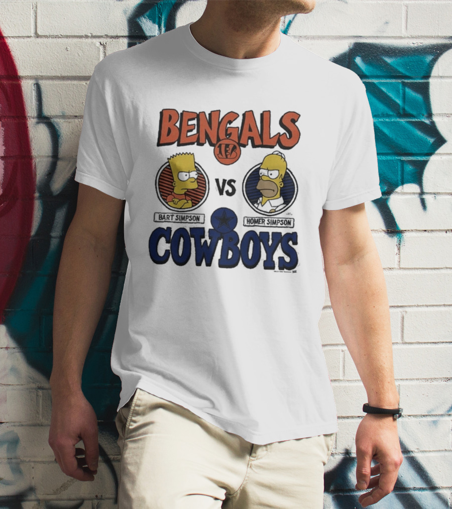Bengals Vs Cowboys Bart Simpson Homer Simpson T-Shirt