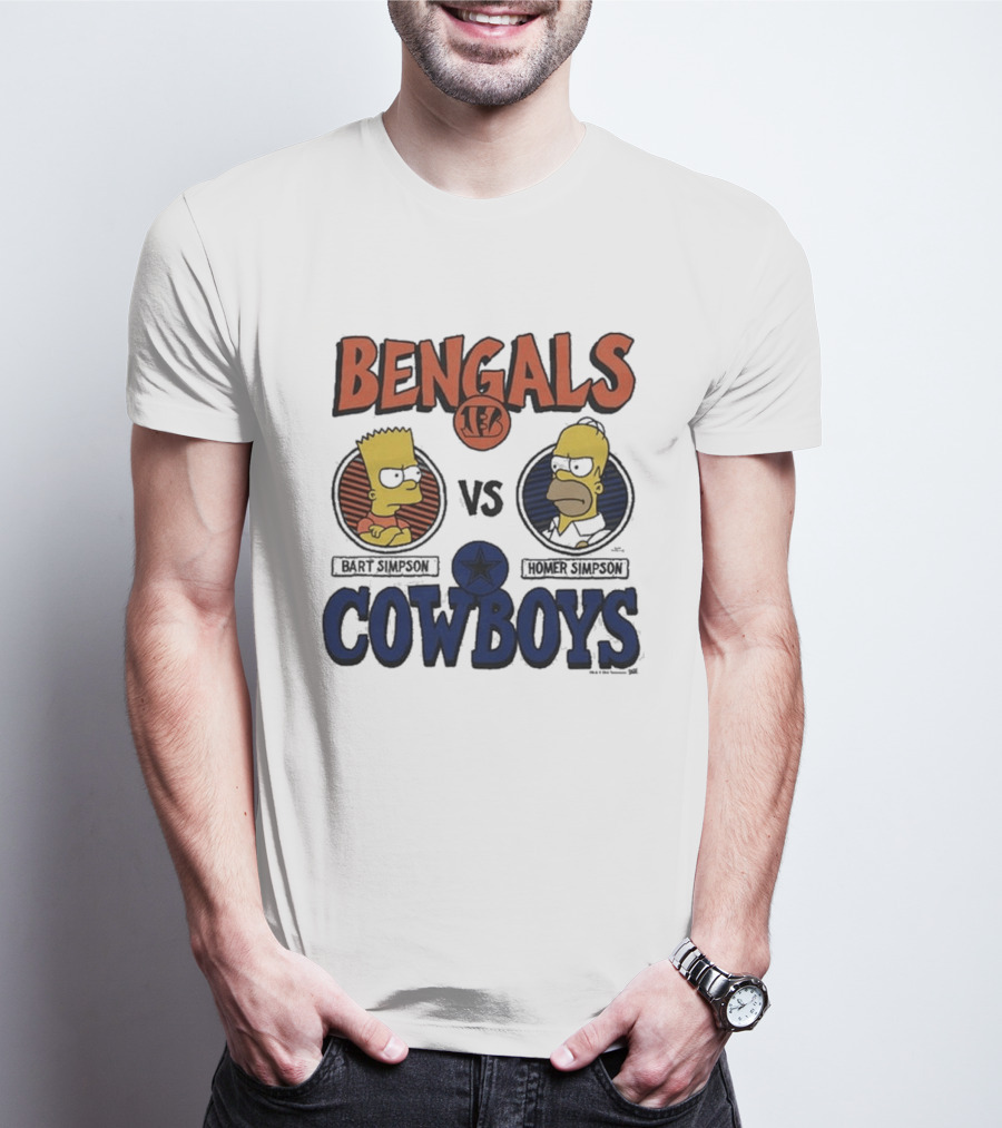 Bengals Vs Cowboys Bart Simpson Homer Simpson T-Shirt