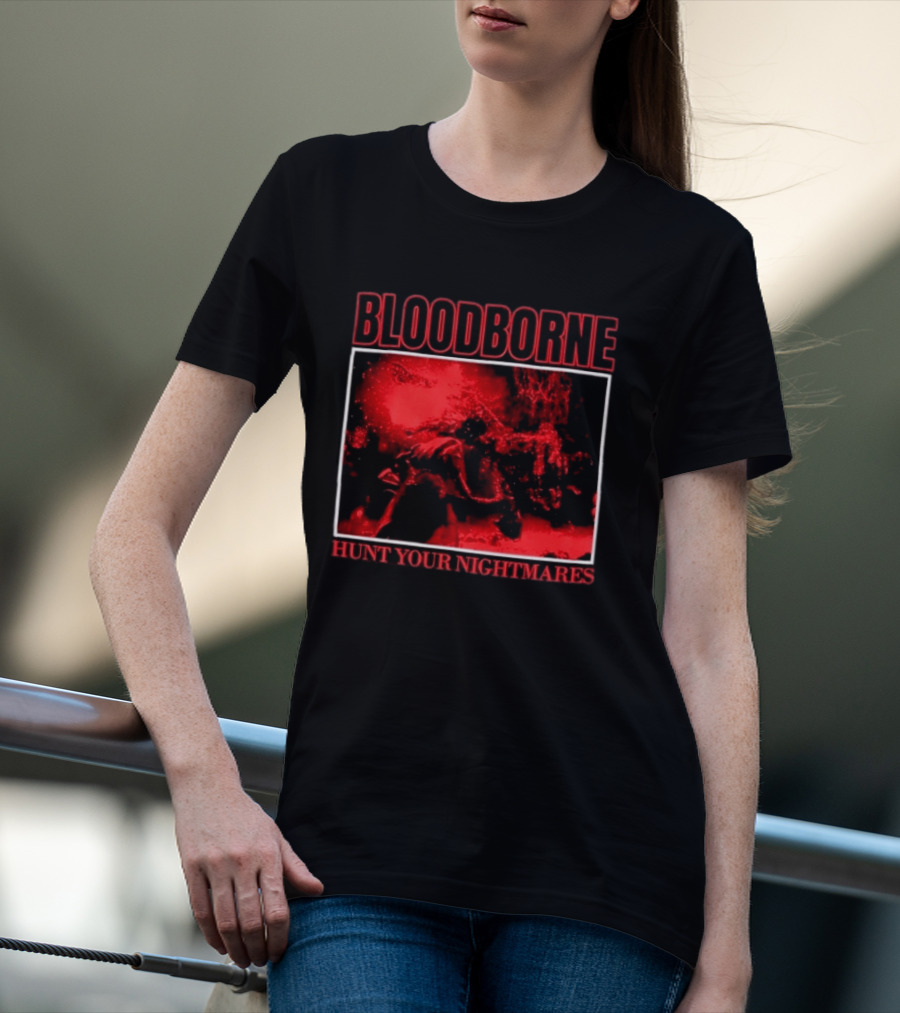 Bloodborne Hunt Your Nightmares Red Hunter Gamers Merch Fan T-Shirt