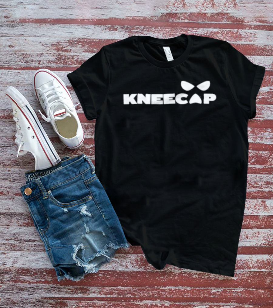 Kneecap Bold Text With Butterfly T-Shirt