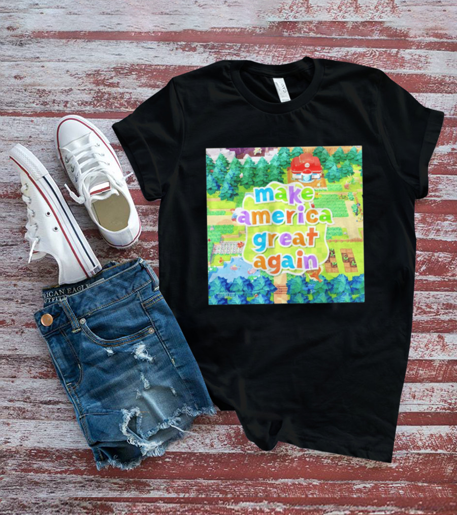 Make America Great Again Colorful Forest Game Inspired Scenery White House Pokopia Generator T-Shirt