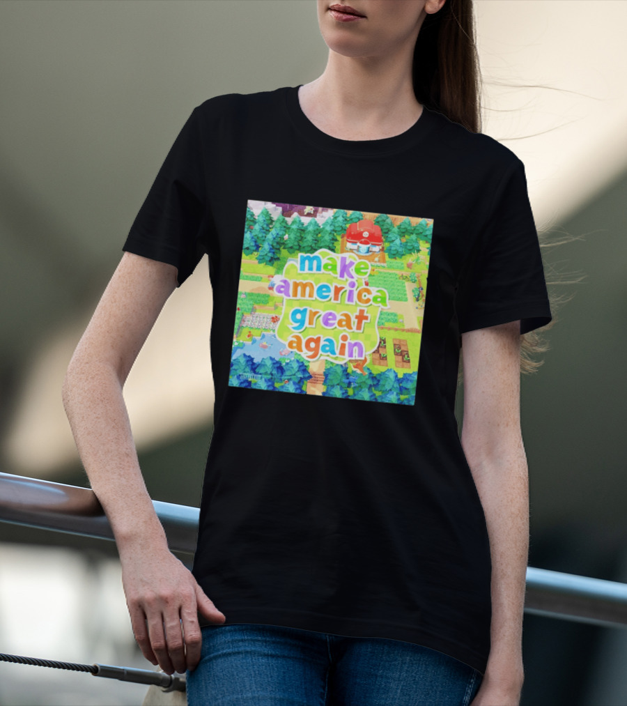 Make America Great Again Colorful Forest Game Inspired Scenery White House Pokopia Generator T-Shirt