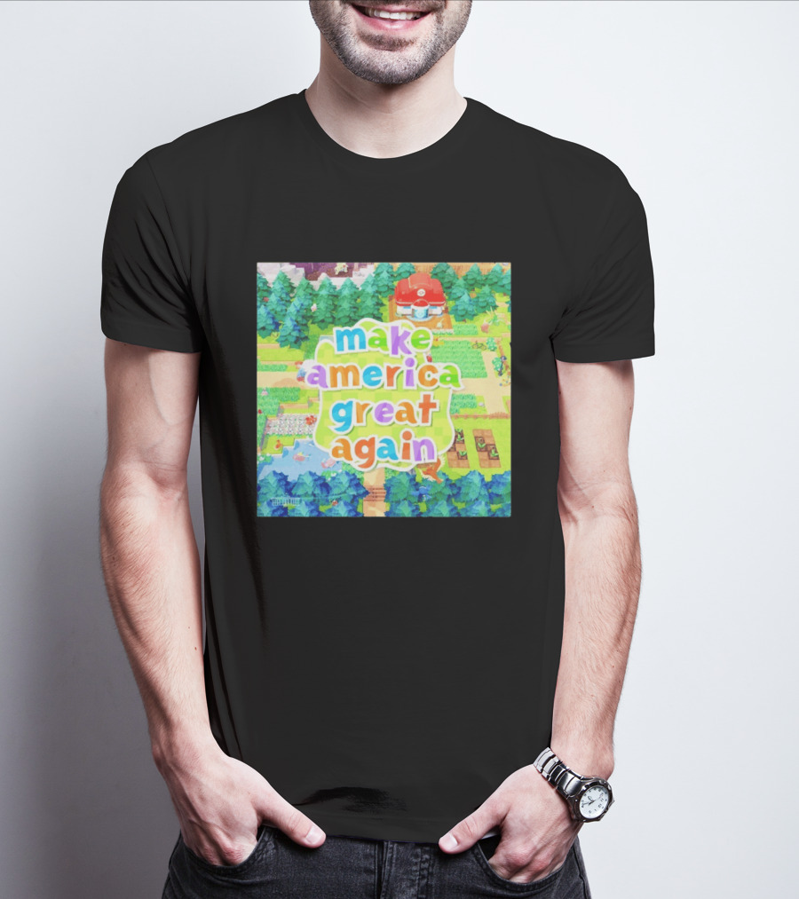 Make America Great Again Colorful Forest Game Inspired Scenery White House Pokopia Generator T-Shirt