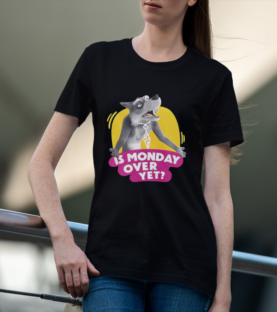 Masha And The Bear Wolf Character Asking Is Monday Over Yet T-Shirt