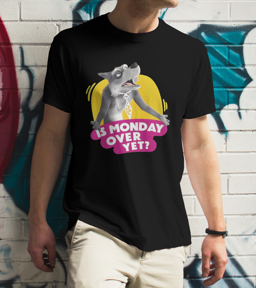 Masha And The Bear Wolf Character Asking Is Monday Over Yet T-Shirt