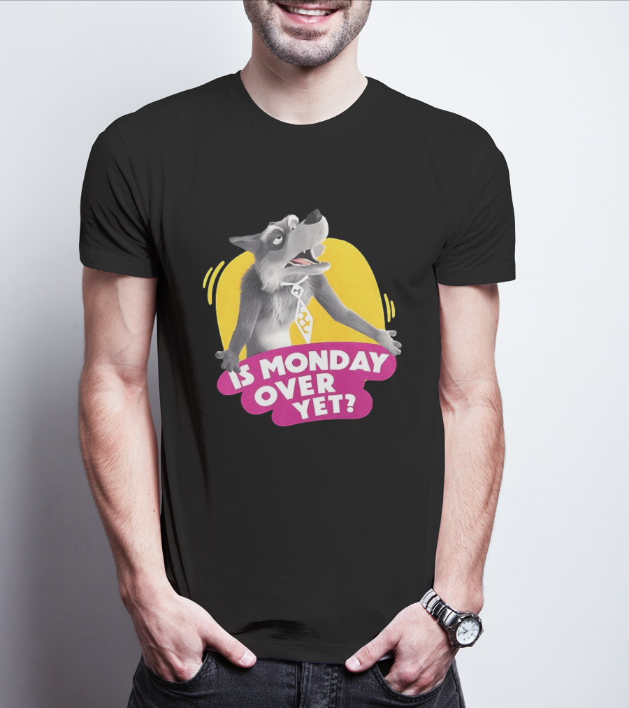 Masha And The Bear Wolf Character Asking Is Monday Over Yet T-Shirt