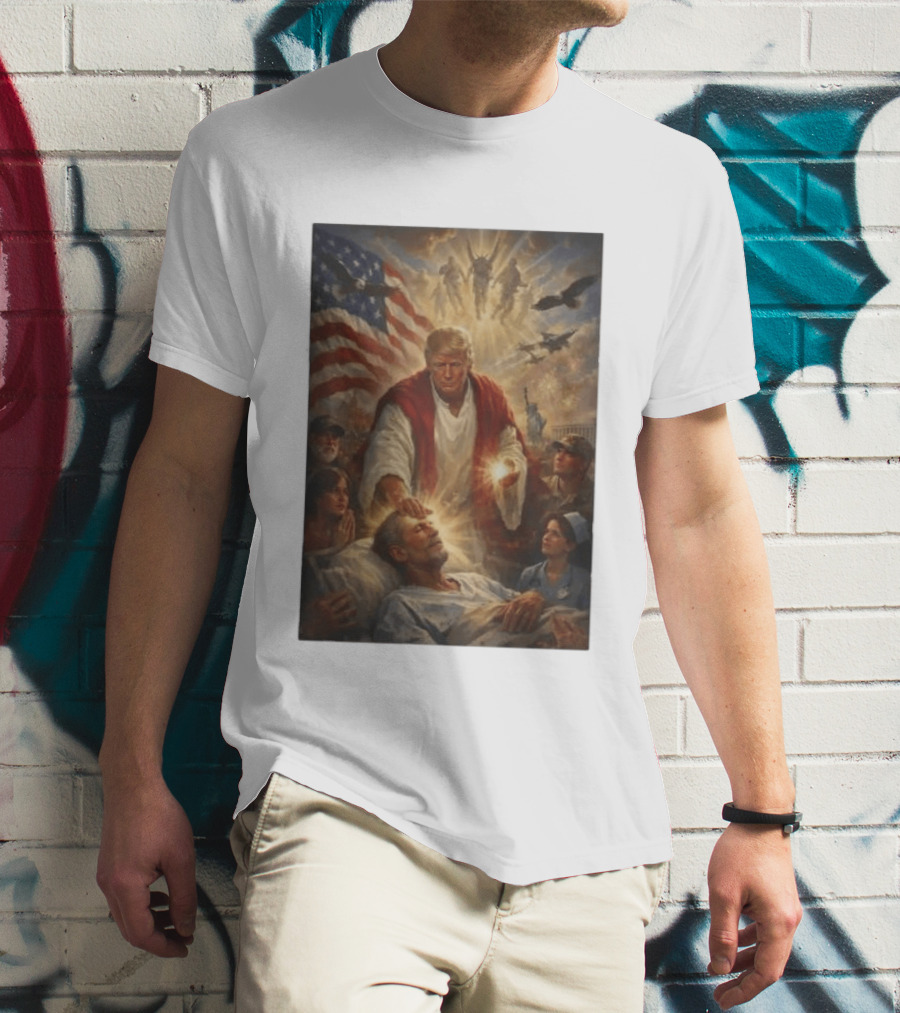 Trump Jesus Epstein Biblical Revelation Imagery With American Flag T-Shirt