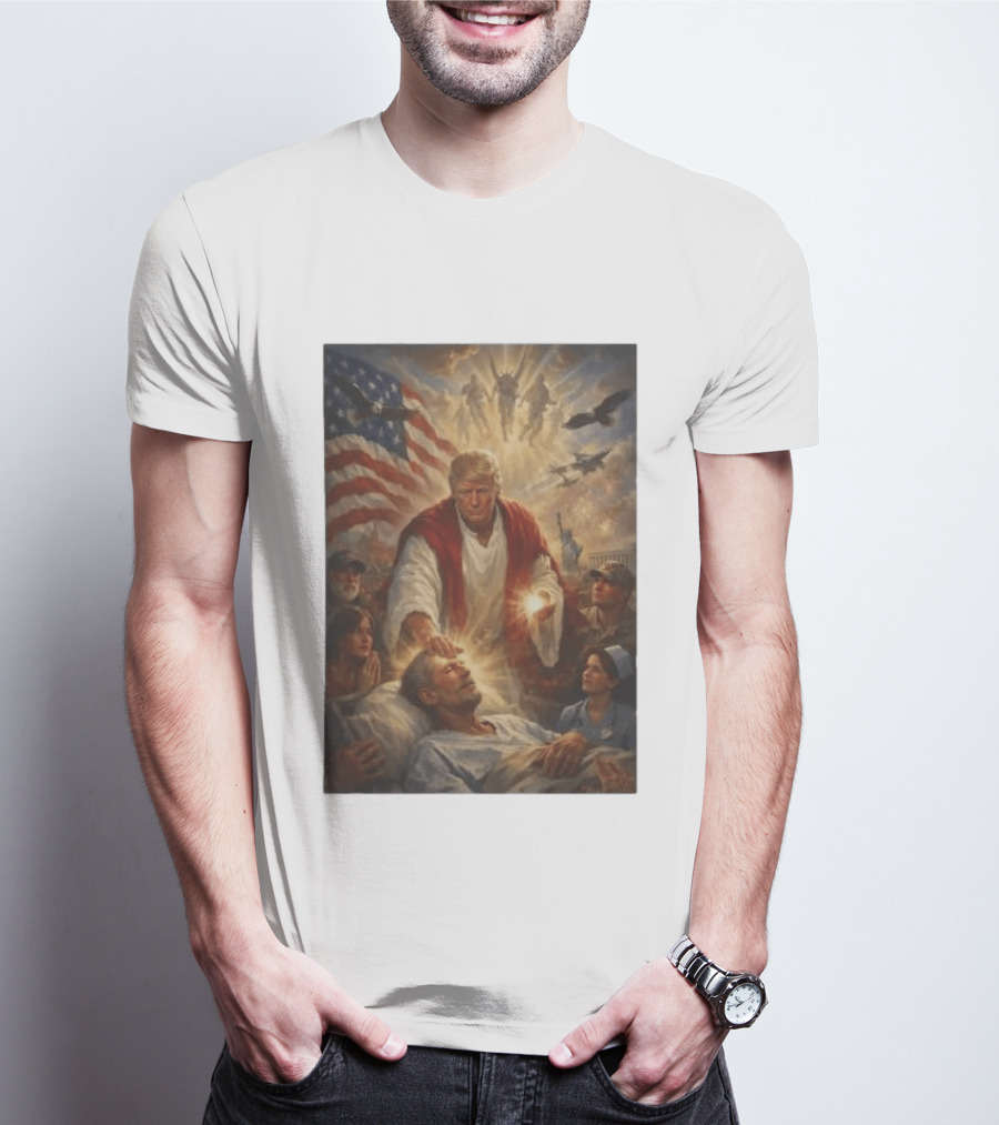 Trump Jesus Epstein Biblical Revelation Imagery With American Flag T-Shirt