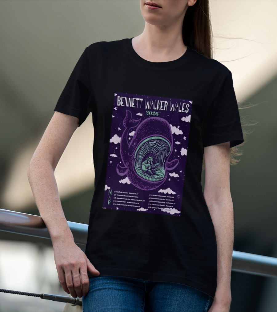 Bennett Walker Wales 2026 Whale Tour March Dates USA T-Shirt