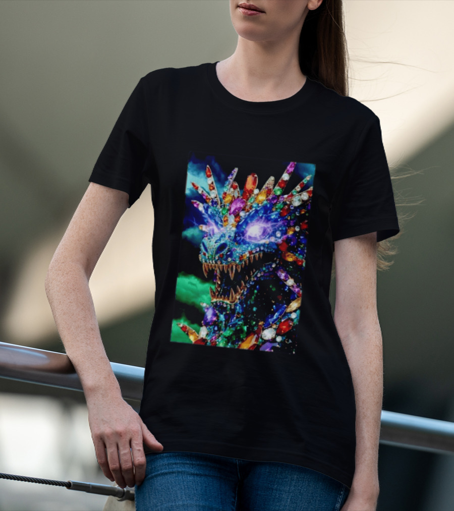 Dragon Crystal Psychedelic Gem Monster Multicolor Jewel Encrusted Creature T-Shirt