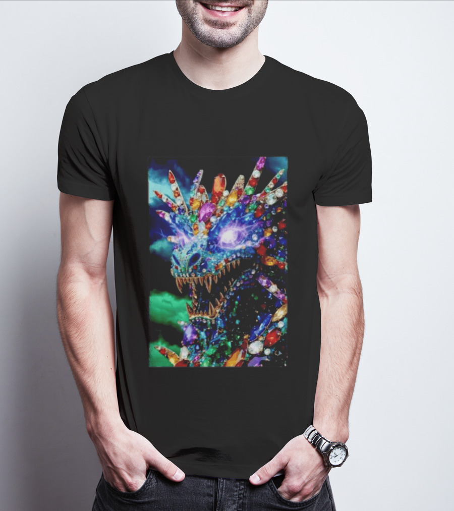 Dragon Crystal Psychedelic Gem Monster Multicolor Jewel Encrusted Creature T-Shirt