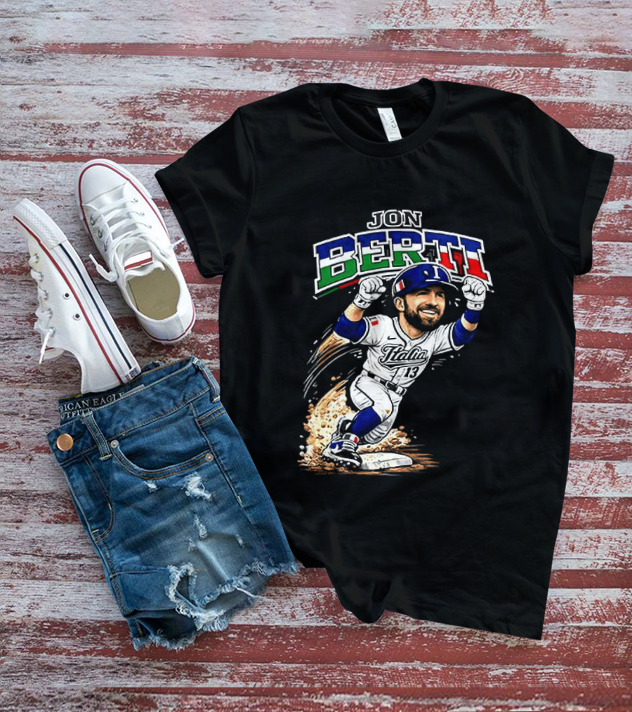 Jon Berti Italy Baseball Classic Caricature 13 T-Shirt