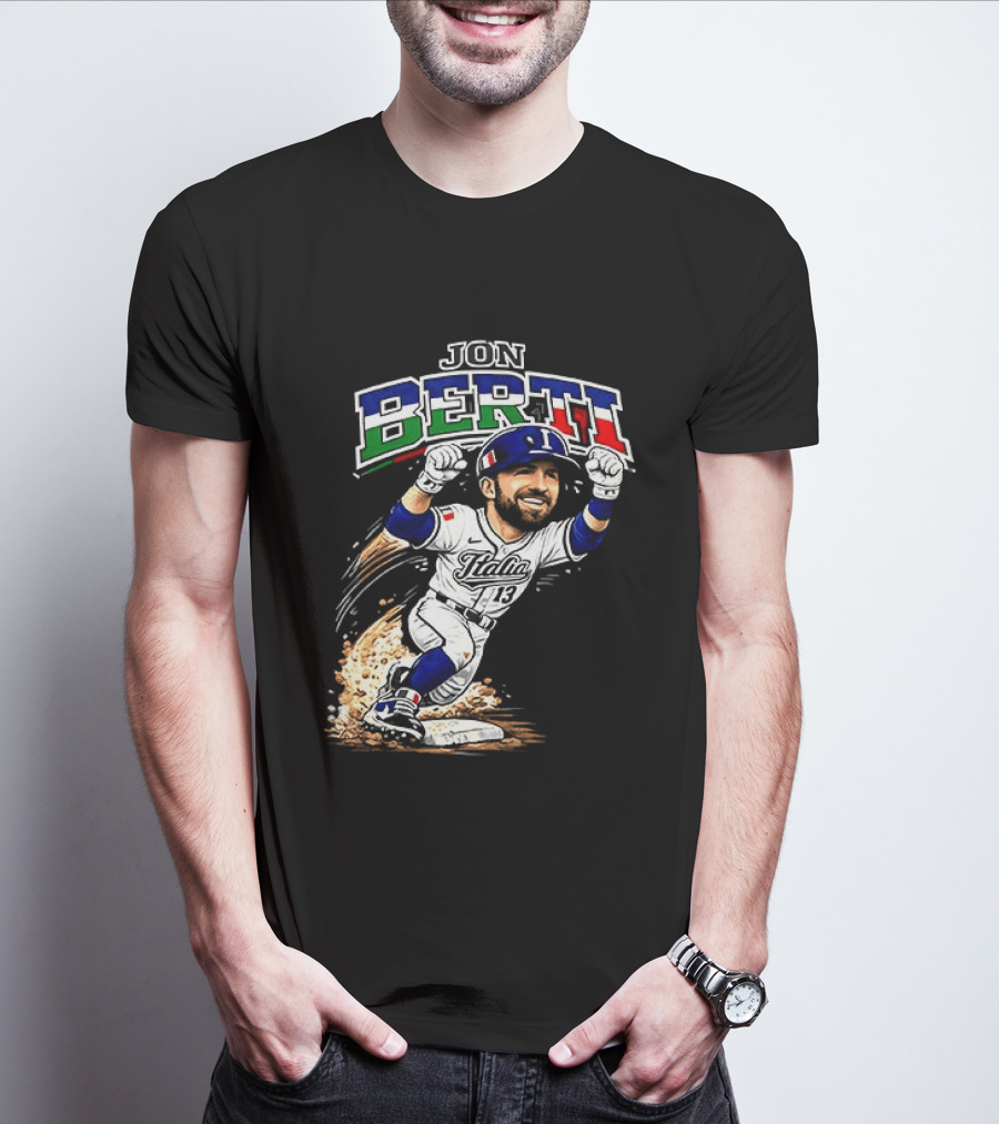 Jon Berti Italy Baseball Classic Caricature 13 T-Shirt