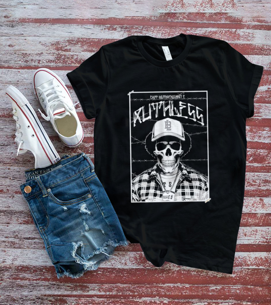 Eazy E Ruthless Skull In Cap And Barbed Wire T-Shirt