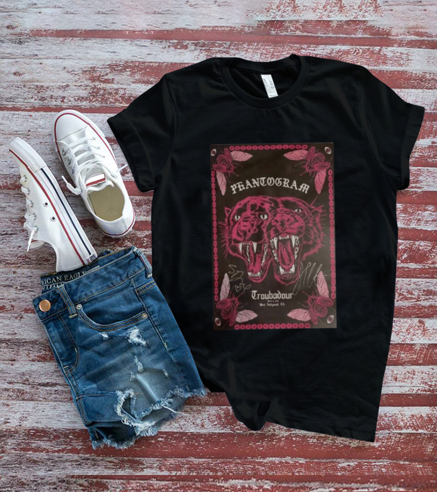Phantogram Troubadour West Hollywood CA Signed Pink Panther Insects T-Shirt