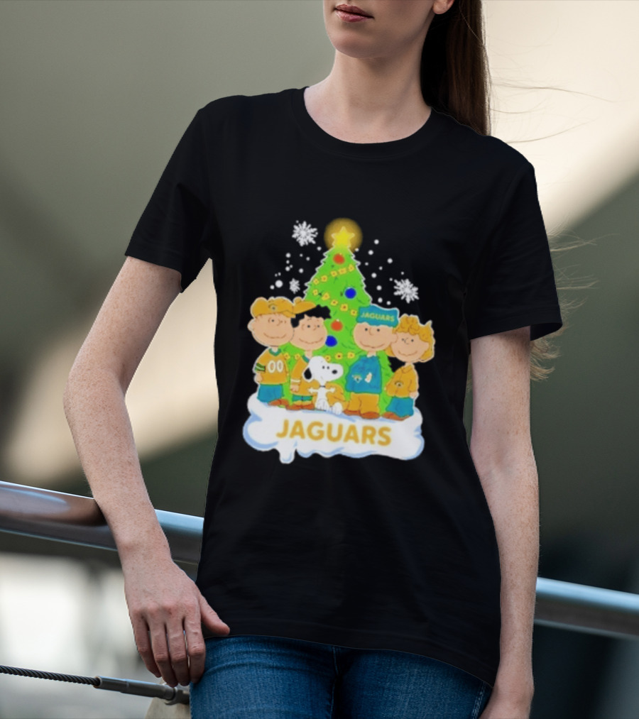 Jacksonville Jaguars Snoopy Peanuts Christmas Tree Celebration T-Shirt