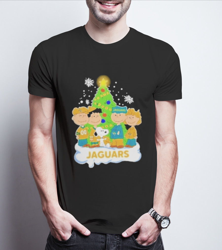 Jacksonville Jaguars Snoopy Peanuts Christmas Tree Celebration T-Shirt