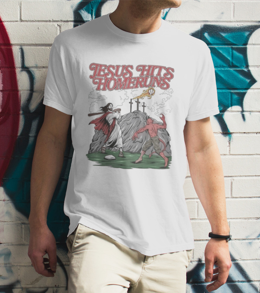 Jesus Hits Homeruns Biblical Baseball T-Shirt