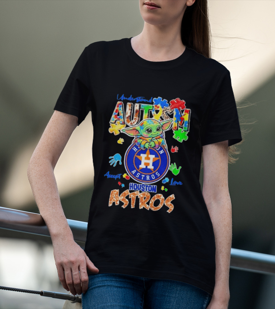 Understanding Autism Baby Yoda Houston Astros Accept Love T-Shirt