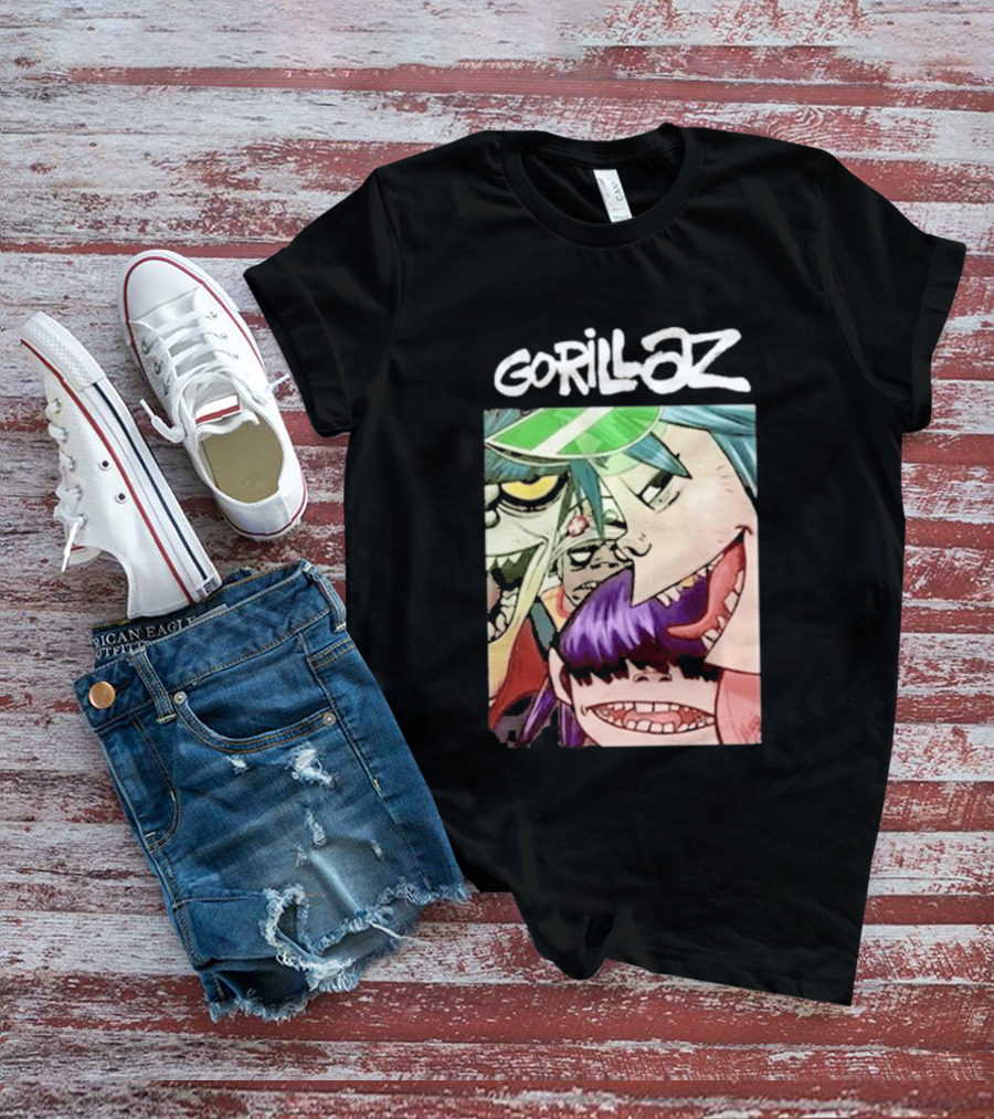 Gorillaz Cartoon Band Characters Art Comic T-Shirt