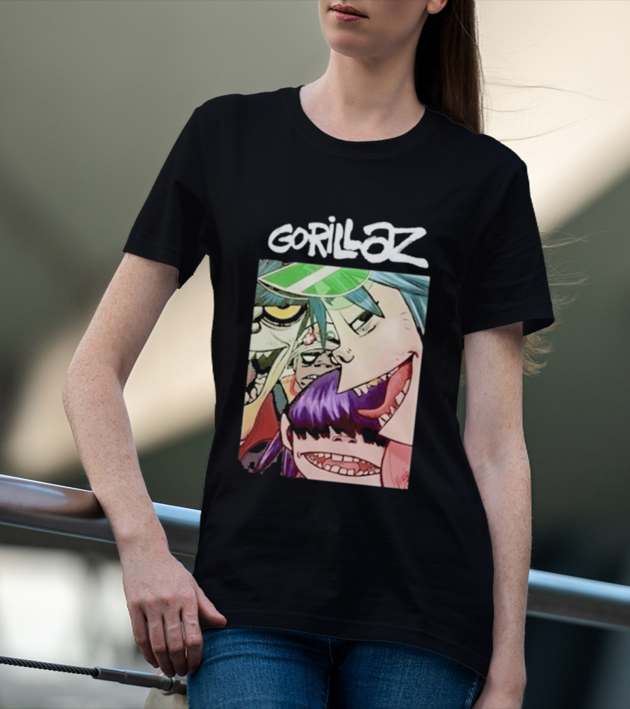 Gorillaz Cartoon Band Characters Art Comic T-Shirt