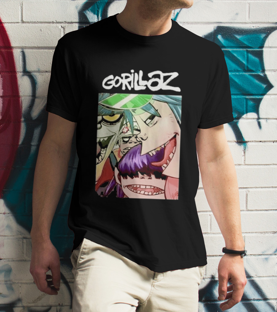 Gorillaz Cartoon Band Characters Art Comic T-Shirt