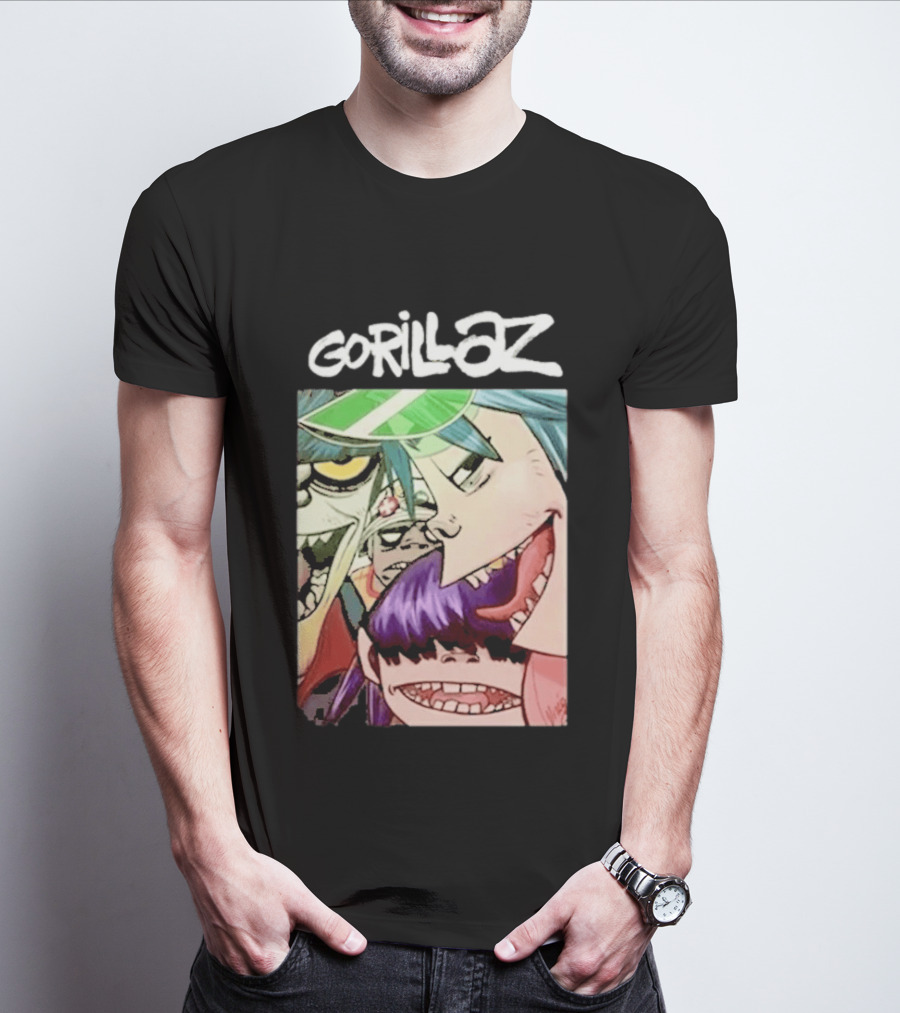 Gorillaz Cartoon Band Characters Art Comic T-Shirt