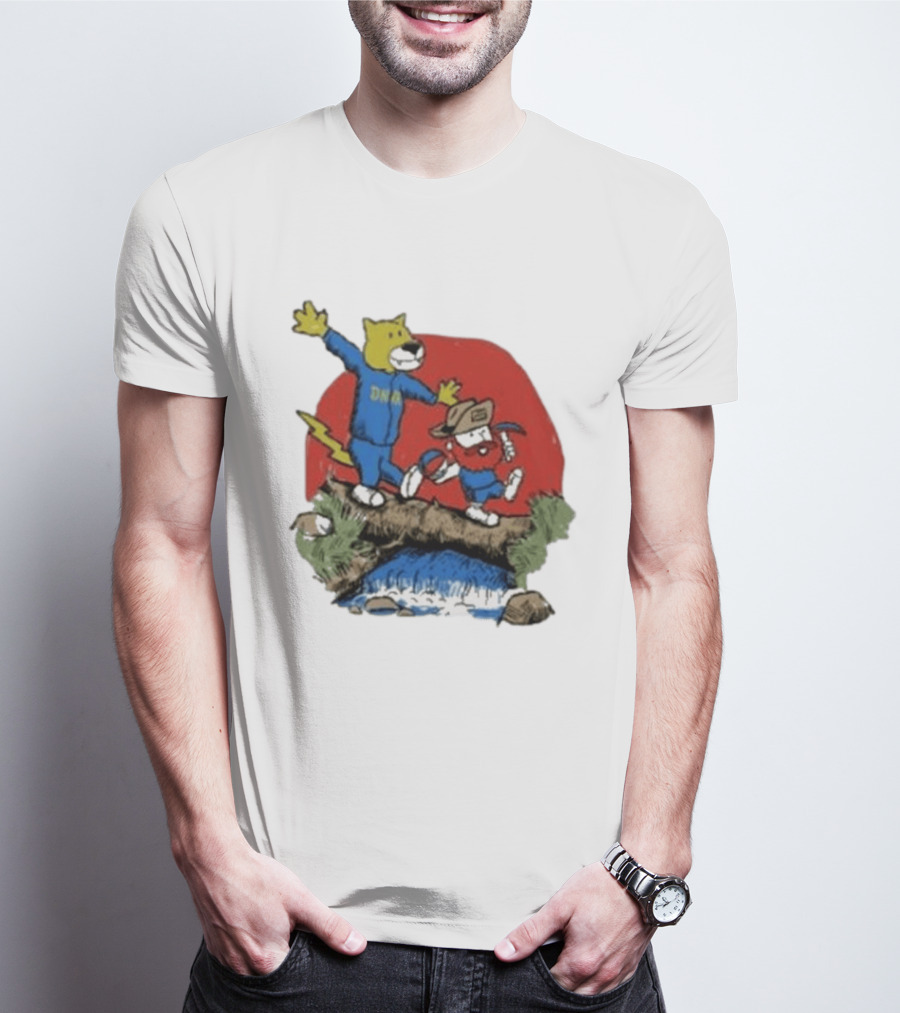 Dnvr Cartoon Friends Bear And Miner Crossing A Bridge T-Shirt