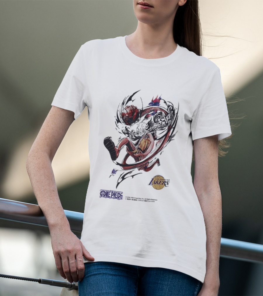 Monkey D Luffy Los Angeles Lakers One Piece NBA 2026 Collaboration 5656 T-Shirt