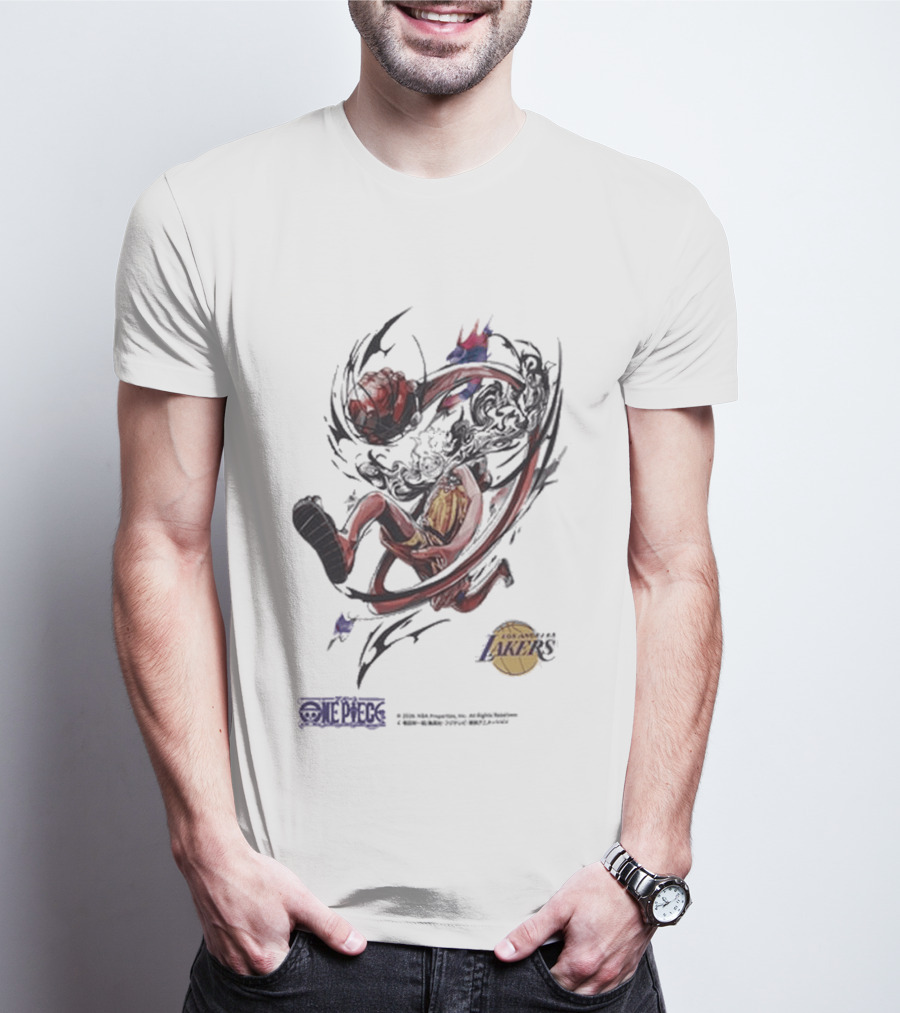 Monkey D Luffy Los Angeles Lakers One Piece NBA 2026 Collaboration 5656 T-Shirt