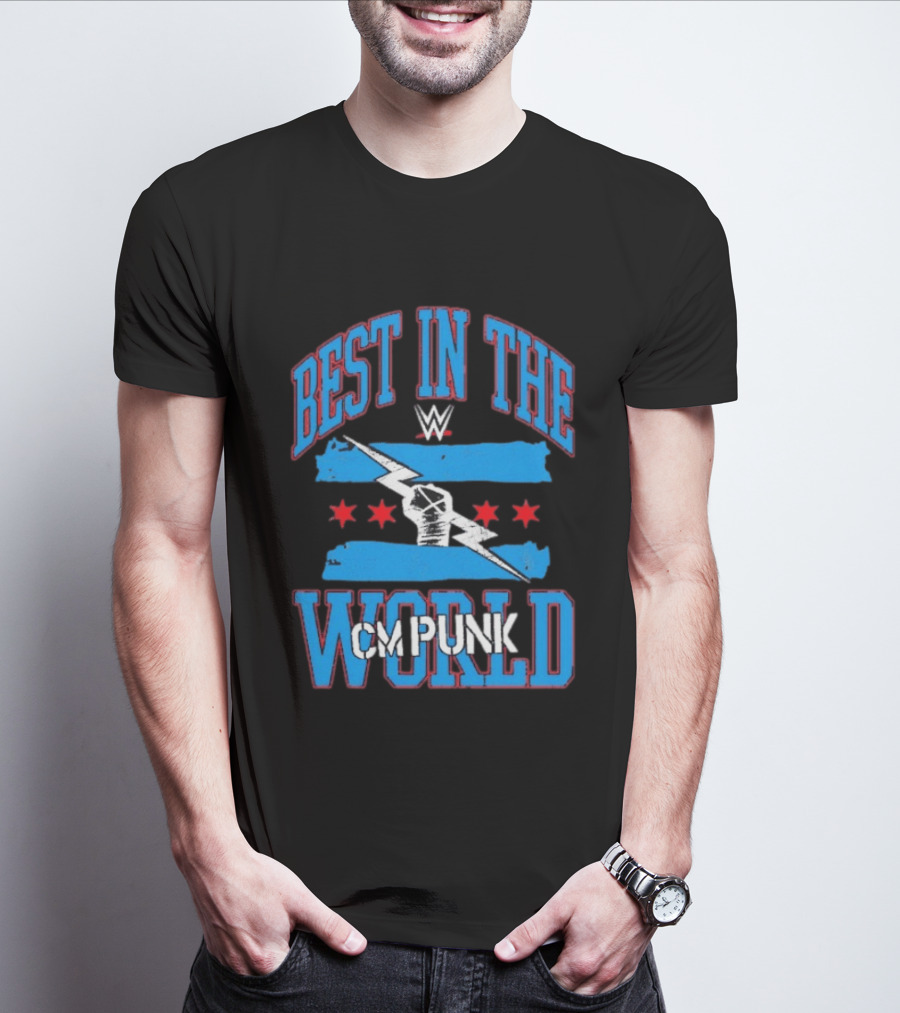 Best In The World CM Punk WWE Flag Lightning Fist T-Shirt