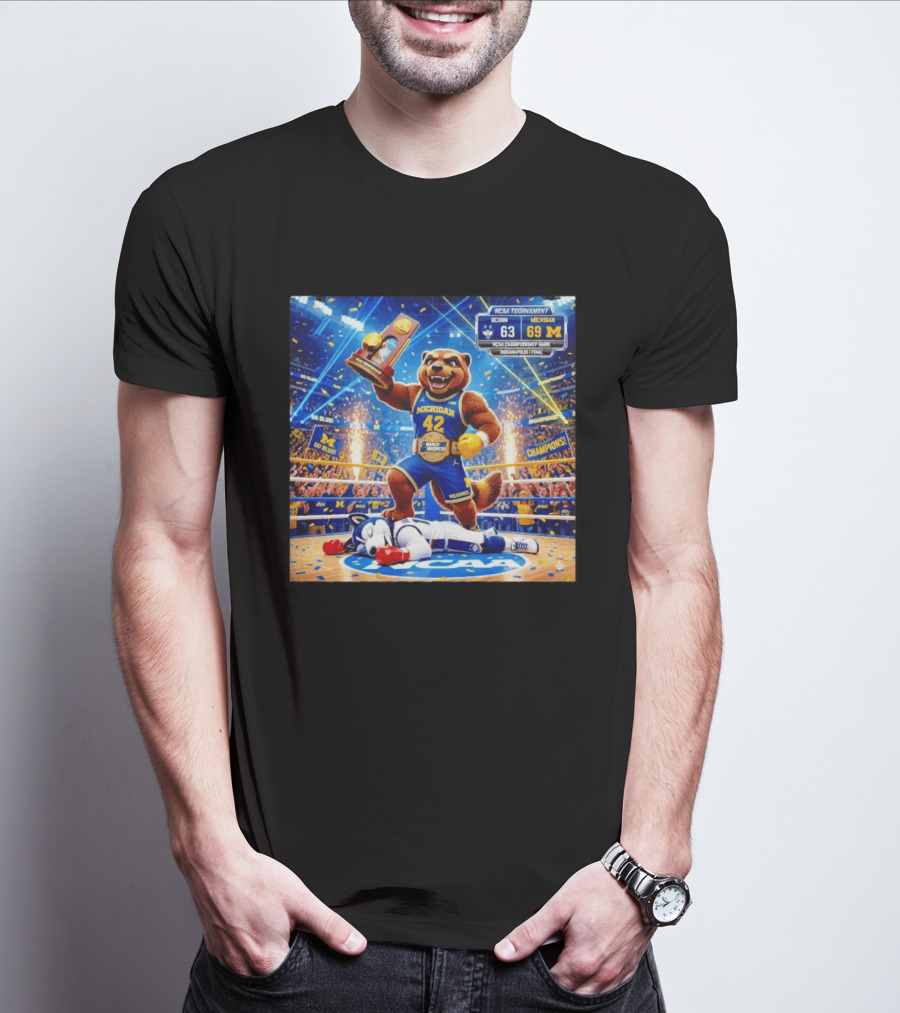 NCAA Tournament Michigan Wolverines Triumph Over Uconn Huskies 69 63 Indianapolis Final T-Shirt