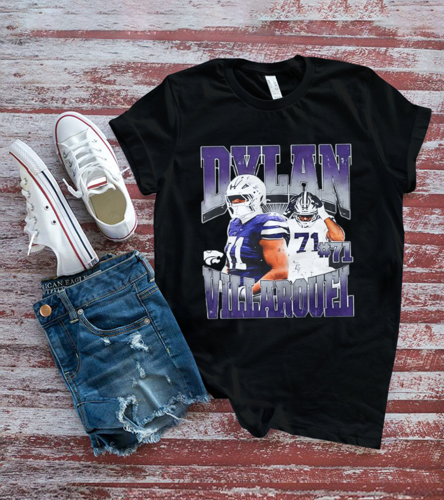 Dylan Villarouel Kansas State Wildcats Football #71 Player T-Shirt