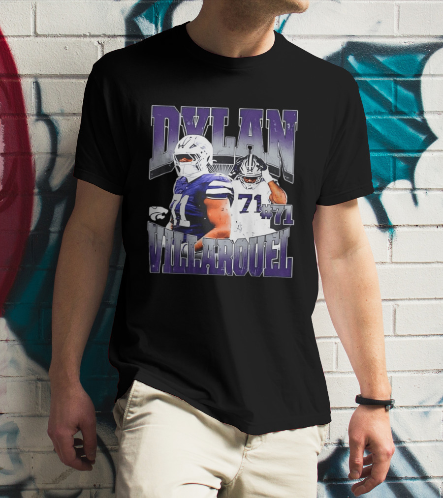 Dylan Villarouel Kansas State Wildcats Football #71 Player T-Shirt