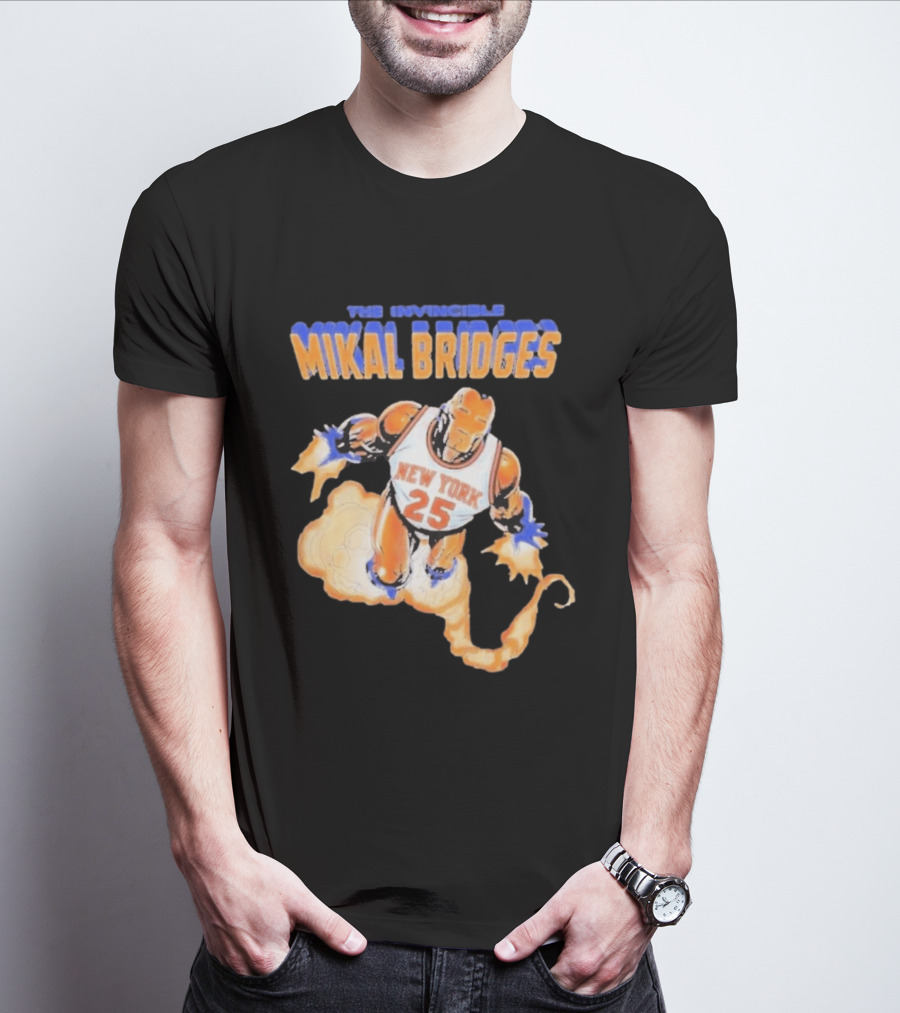 New York Knicks Mikal Bridges Iron Man 25 The Invincible T-Shirt