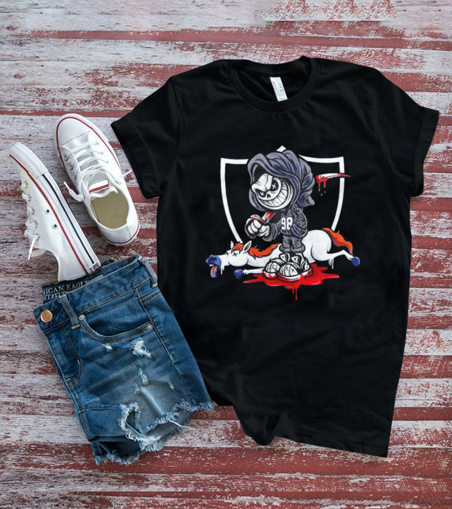 Maxx Crosby Grim Reaper Las Vegas Raiders Defeat Denver Broncos Horse T-Shirt