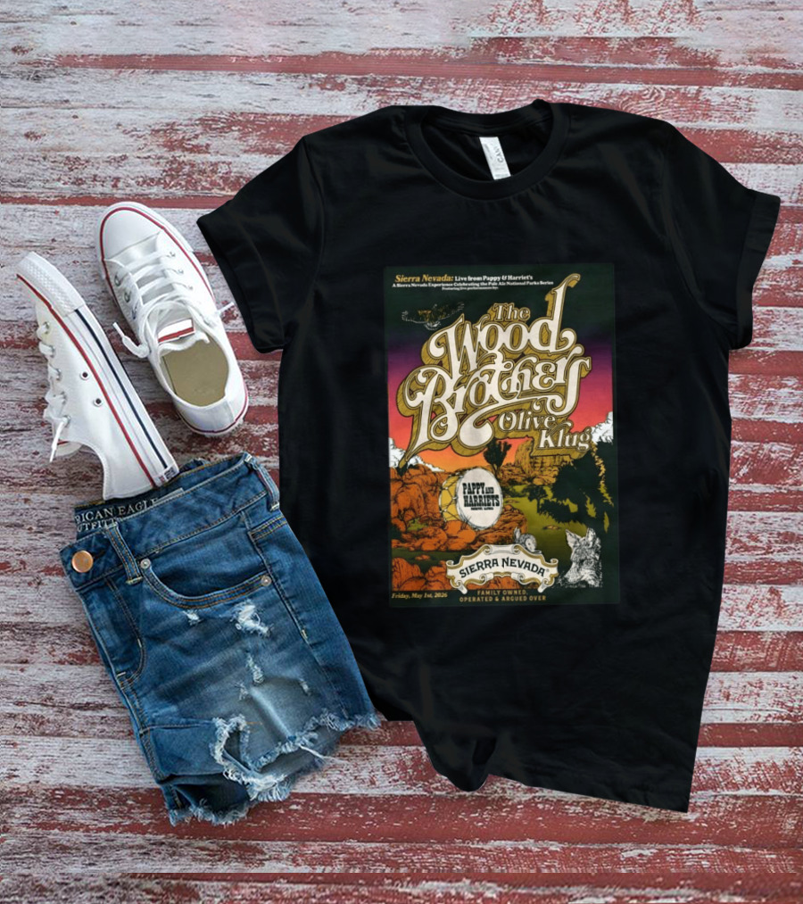 Sierra Nevada Presents The Wood Brothers Olive Klug Live May 1 2026 Pappy & Harriet's Pioneertown CA T-Shirt