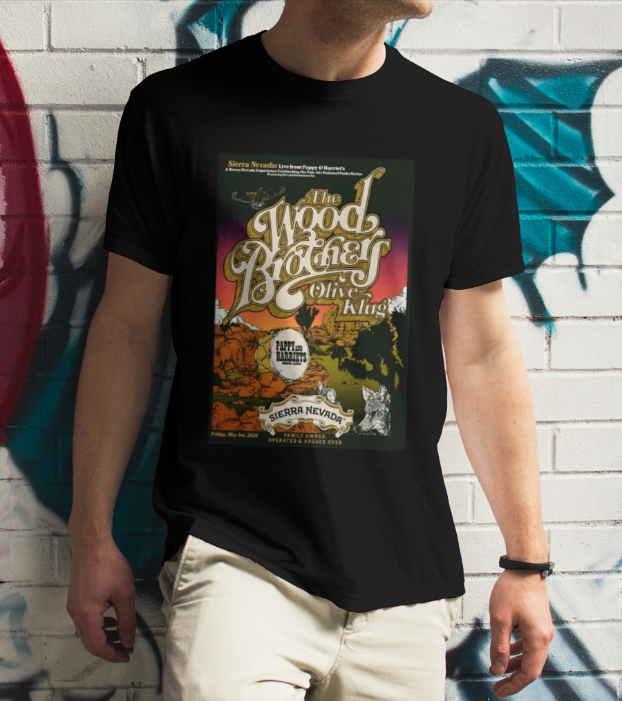 Sierra Nevada Presents The Wood Brothers Olive Klug Live May 1 2026 Pappy & Harriet's Pioneertown CA T-Shirt