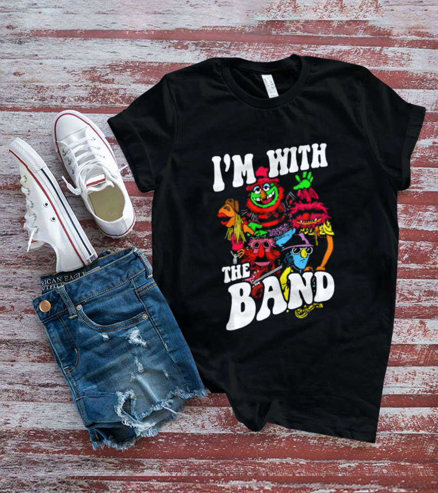 I'm With The Band Muppet Characters Colorful Collage T-Shirt