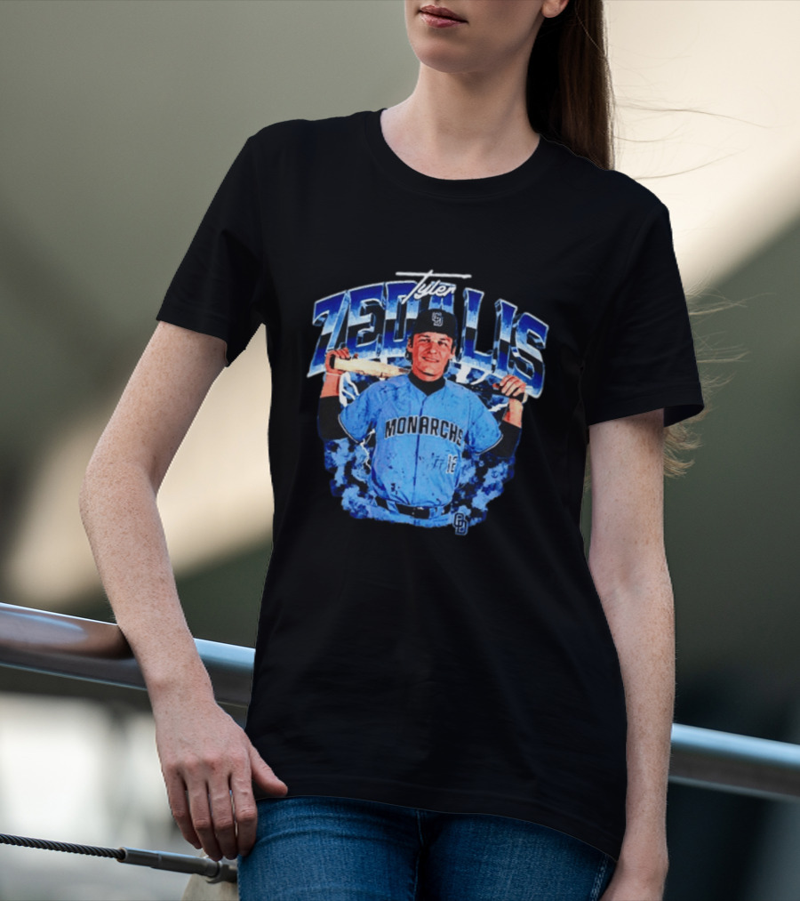 Tyler Zedalis Monarchs Baseball Player Blue Jersey T-Shirt