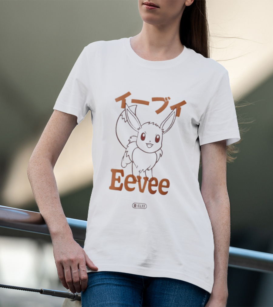 Japanese Minimalist Eevee Streetwear Fashion Anime T-Shirt