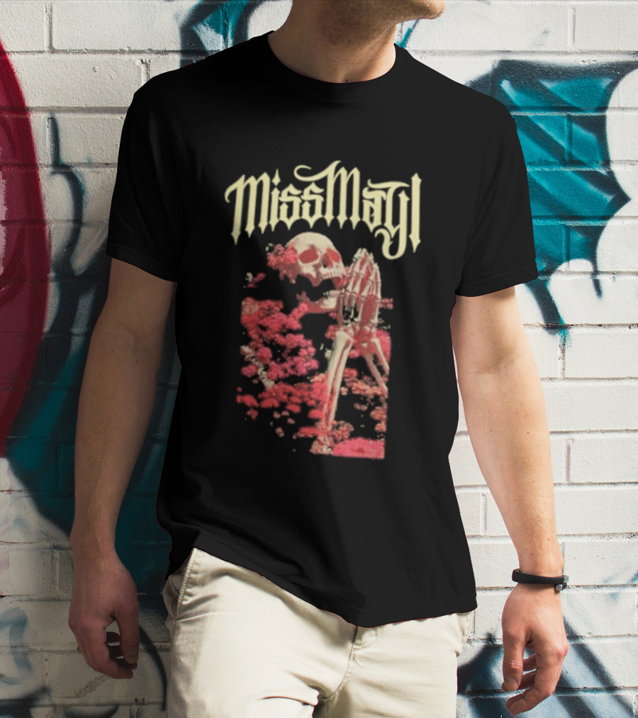 Miss May I Pray For Silence Skeleton Red Flowers T-Shirt