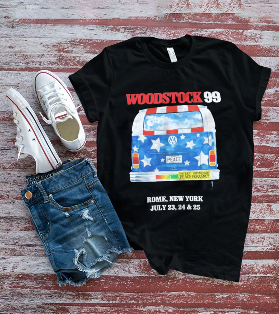 Woodstock 99 Something Very Bad Is Going To Happen Peace Frequency VW Van T-Shirt